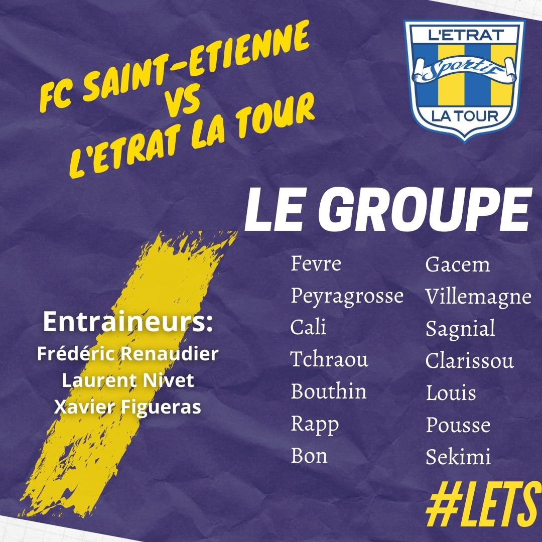 INFO | Le groupe pour affronter le FC Saint-Etienne.