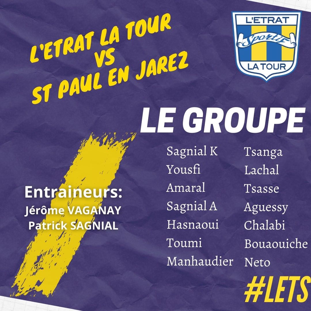 INFO | Le groupe pour affronter le FC Saint Paul en Jarez