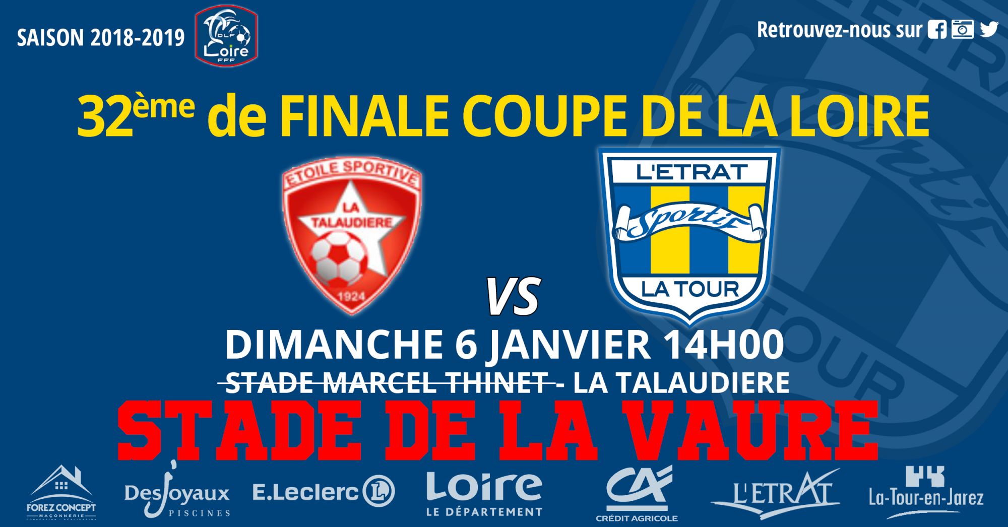 Coupe de la Loire 32' de finale : changement de stade !